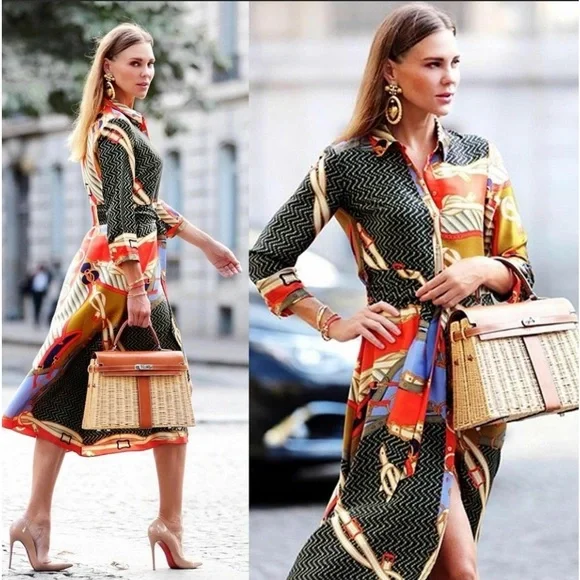 Zara Scarf Print Shirt Dress - Picture 7 of 8